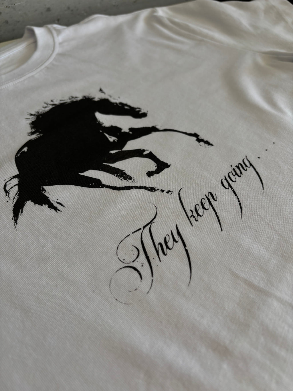 HORSES DON'T STOP TEE BLACK